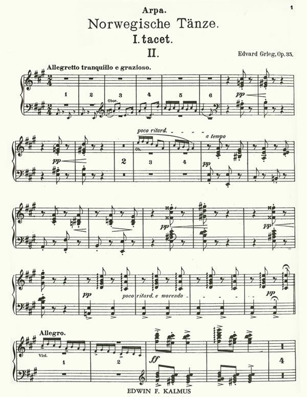Norwegische Tanze, Op. 35 (harp part)
