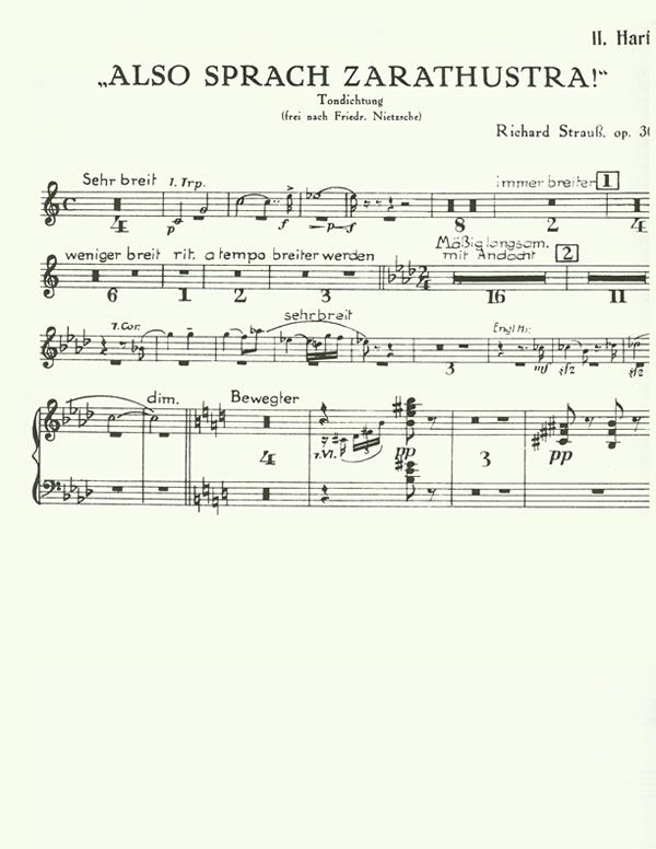 Harp Sheet Music Also Sprach Zarathustra Harp 2 By Strauss R