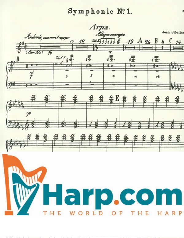 Harp Sheet Music Symphony No. 1 (harp part) by SIBELIUS, J.