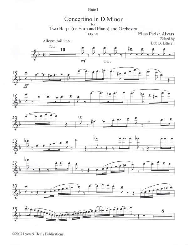 Harp Sheet Music Concertino in D Minor for Two Harps, Op. 91