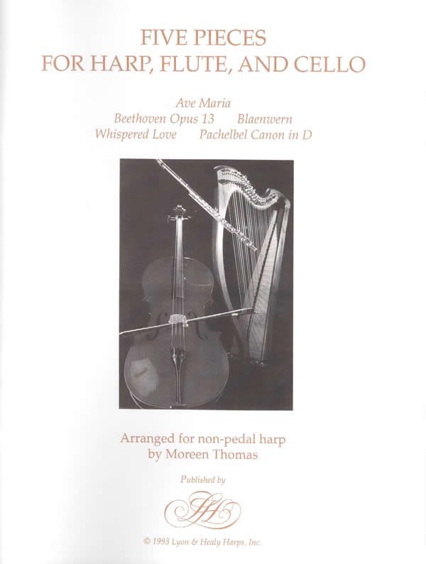 Harp Sheet Music Five Pieces for Flute, Cello and Harp by THOMAS, M.