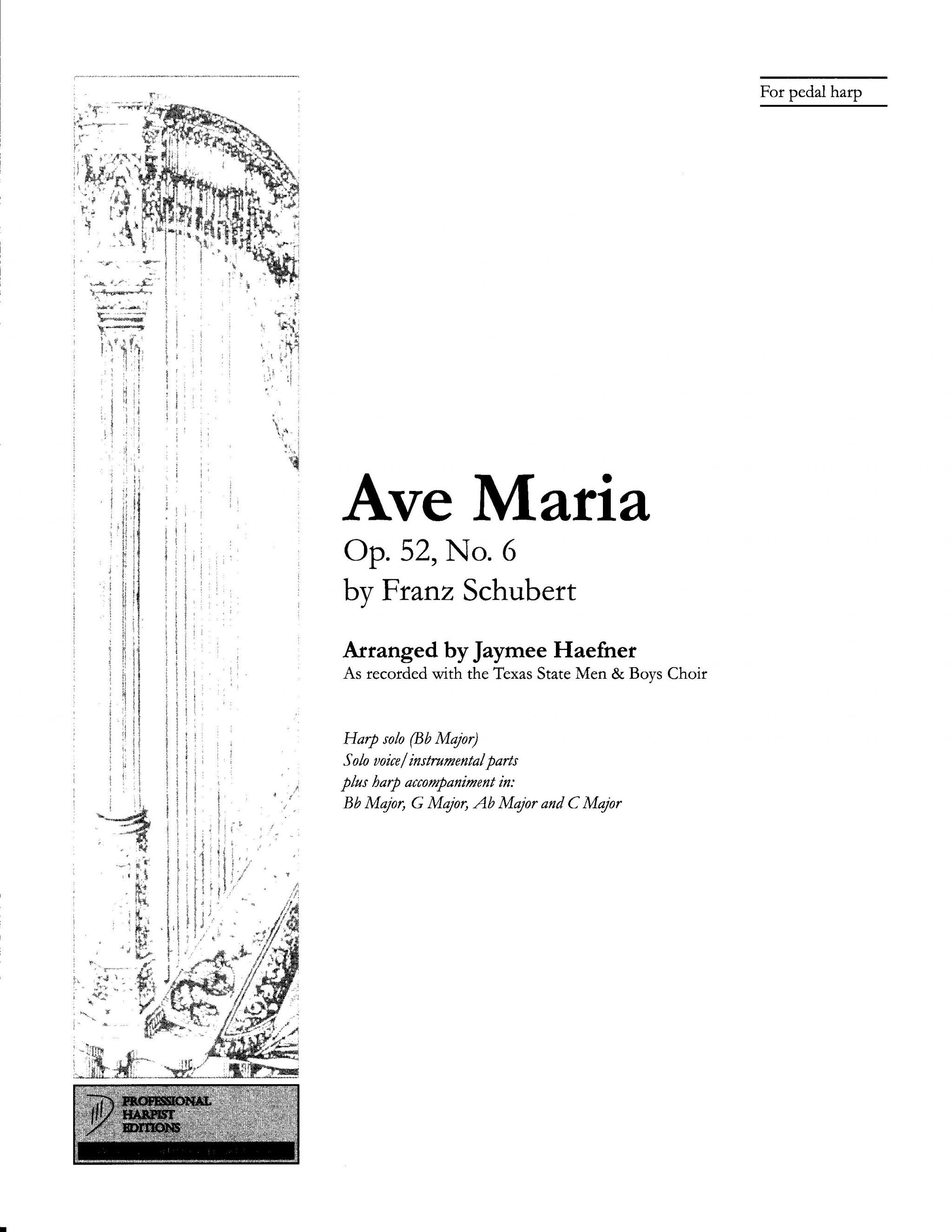 Ave Maria - Op. 52, No. 6 w/ Voice - Arranged by J. Haefner PDF DOWNLOAD ONLY