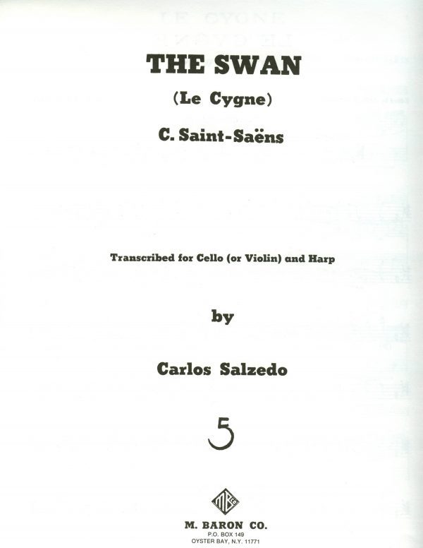 The Swan (Le Cygne) for Cello (or Violin) and Harp