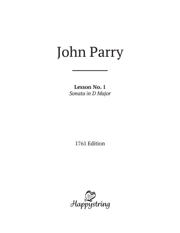 Sonata in D Major: Lesson No. 1 - 1961 Edition