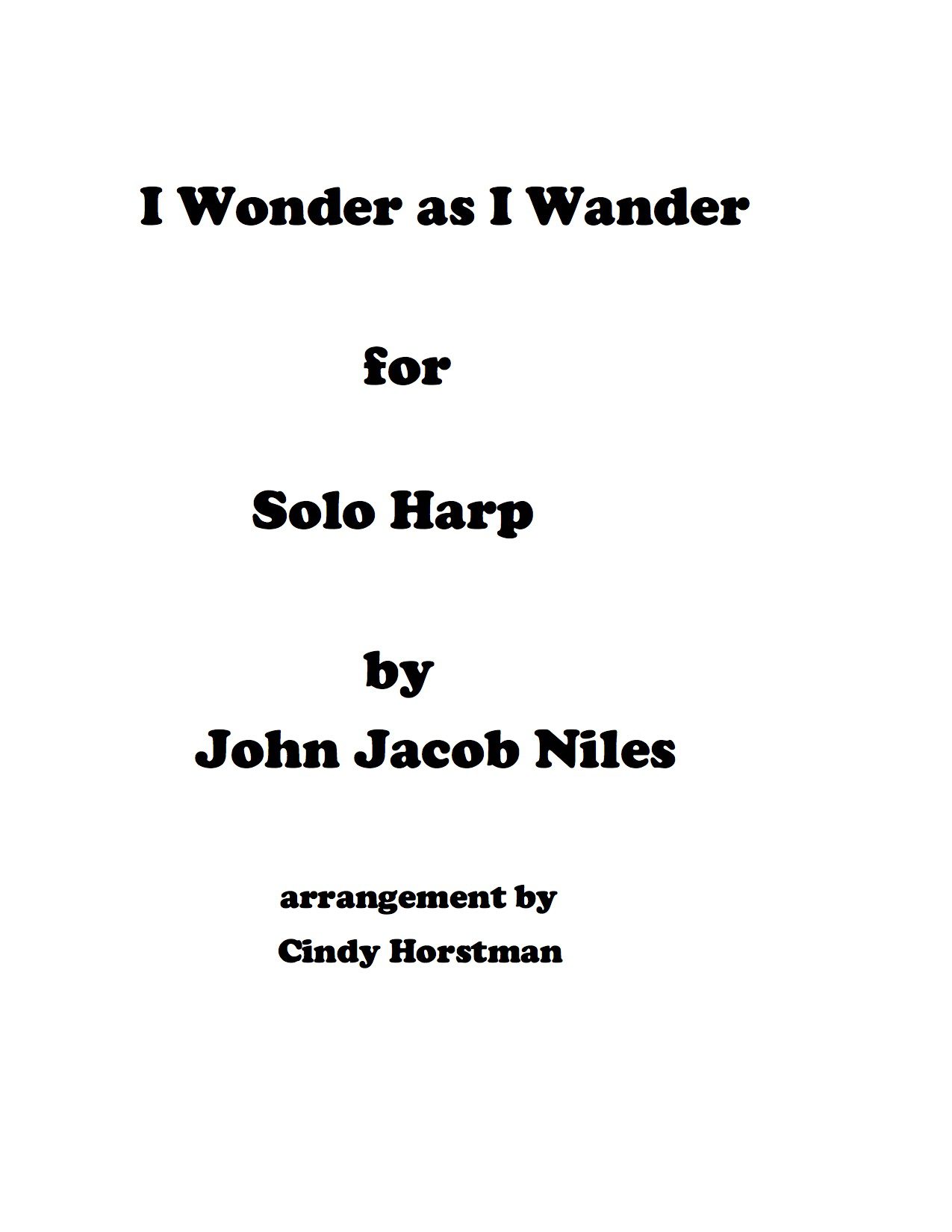 I Wonder as I Wander for Solo Harp