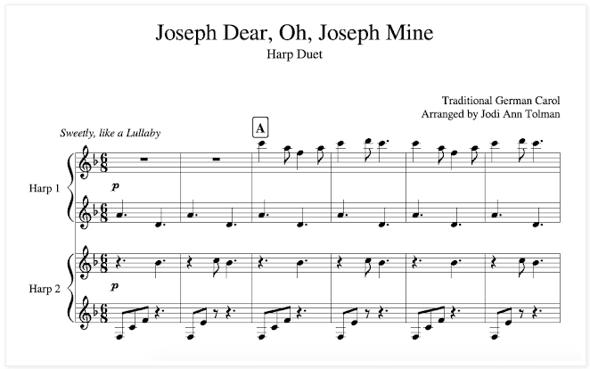 Joseph Dear, Oh, Joseph Mine for Harp Duet - Image 2