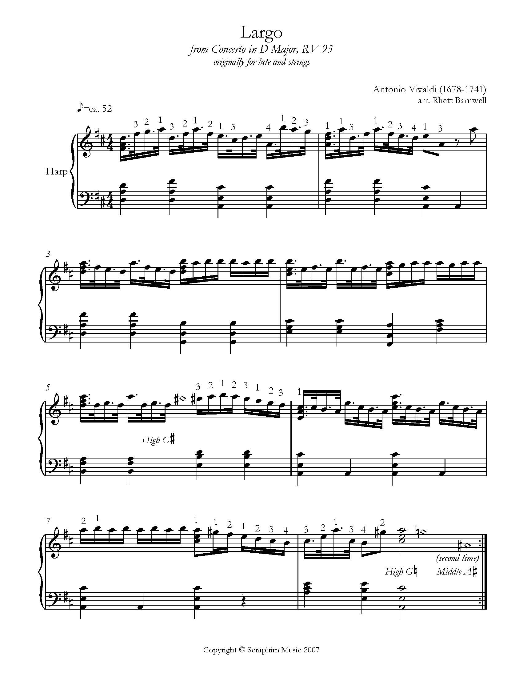 Largo from Guitar Concerto for solo harp - Image 2