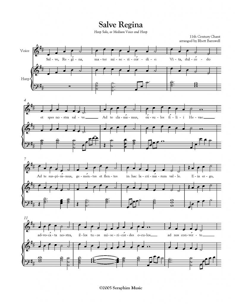 Salve Regina for medium voice and harp
