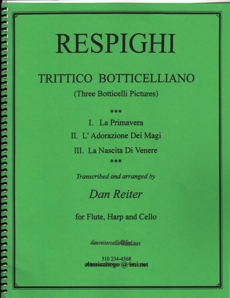 Respighi, O &#8211; Trittico Botticelliano (Three Botticelli Pictures) for Flute, Harp, and Cello